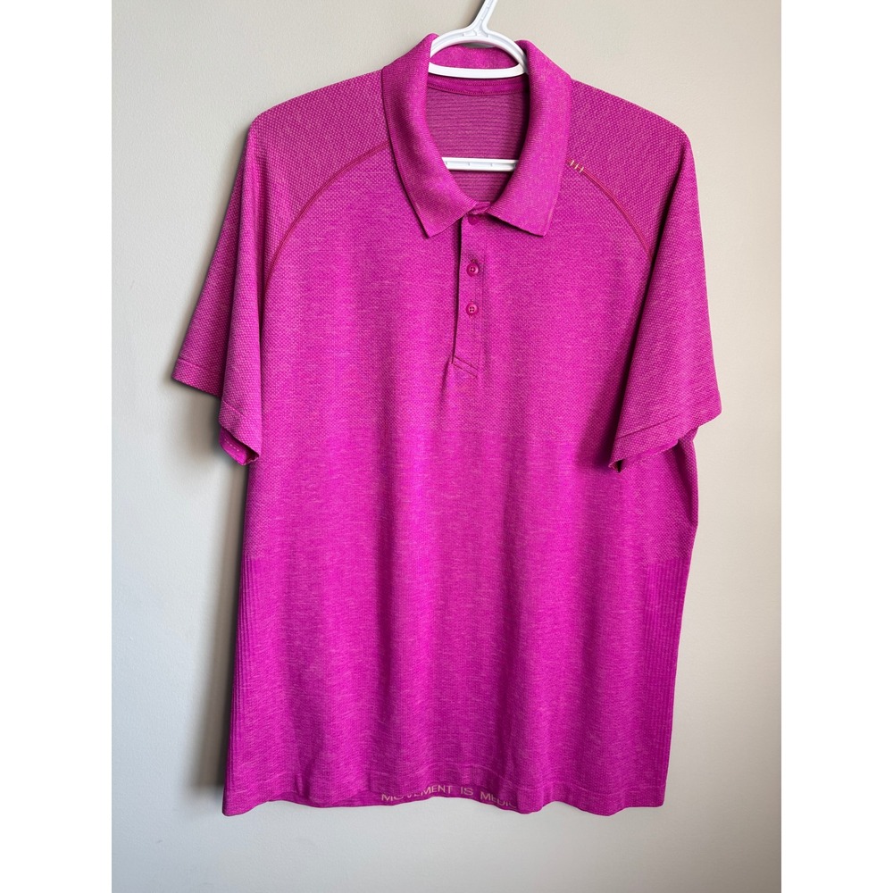 Lululemon Metal Vent Tech Polo Shirt Pink XL Mens Short Sleeve Activewear Preppy